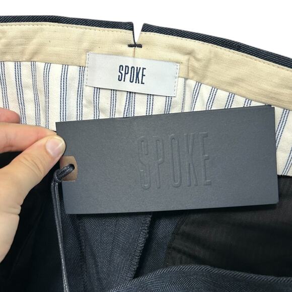SPOKE London Regular Fit Straight Leg Trousers NWT Mens Sz 38 x 33 Navy Tailored - Picture 3 of 9